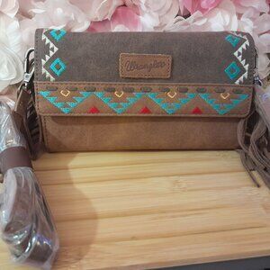 X Wrangler Small Cossbody Purses for Women Fringe Wristlet Wallet Rfid Blocking